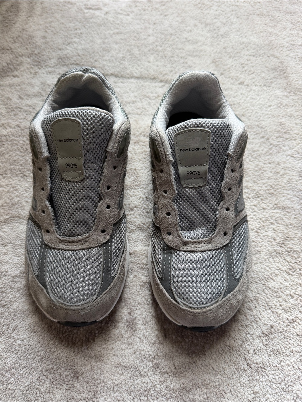 New Balance Kids Gray Mesh & Suede Sneakers